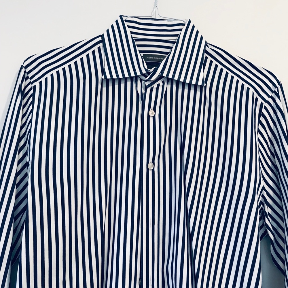 RENE LEZARD**Navy Blue/ White Shirt**17” Slim Fit - Picture 2 of 5